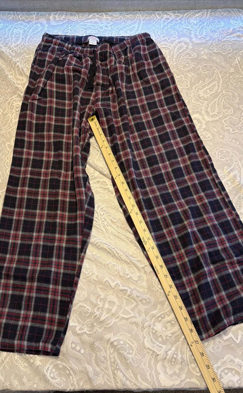IZOD Sleepwear Plaid Flannel Pajama Pants Size L Cotton Drawstring Chillout Vibe